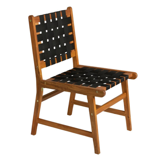 Fire Sense Sava Indoor-Outdoor Armless Dining Side Chair in Black Webbing - 63710
