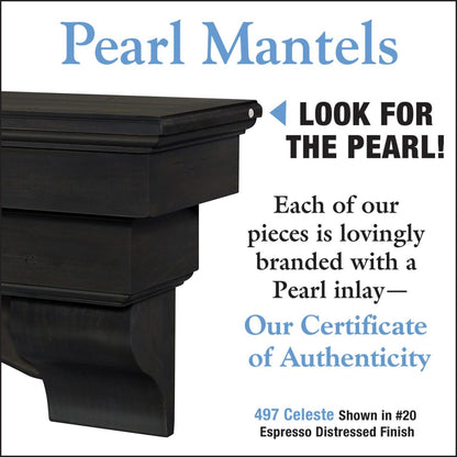 72" Celeste Fireplace Shelf by Pearl Mantels - Espresso Distressed Finish