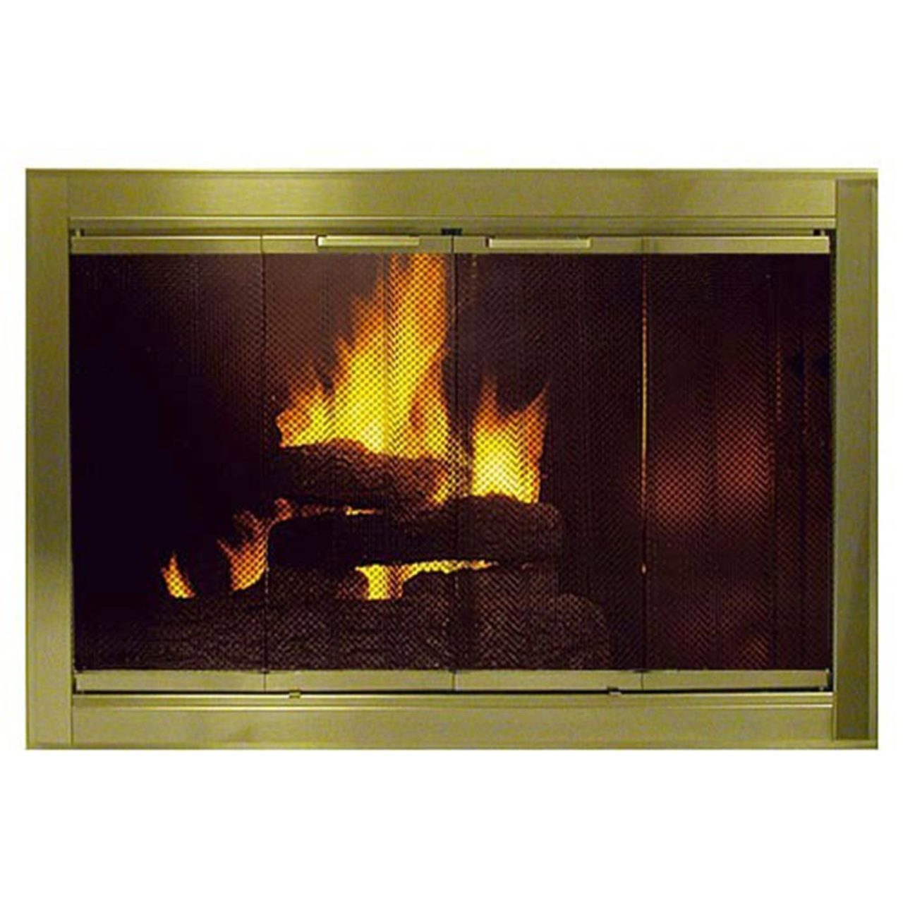 Antique Brass Plated Fireview Stock Masonry Fireplace Door