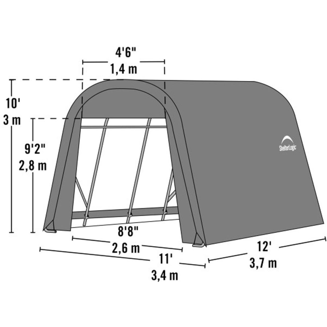 ShelterCoat 11' x 12' Wind & Snow Rated Garage  - Gray