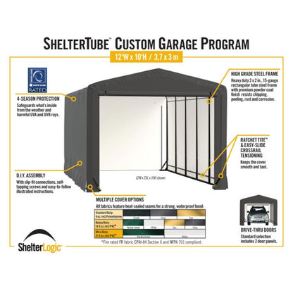 ShelterTube 12 x 27 x 10  Wind & Snow-Load Rated Garage - Gray