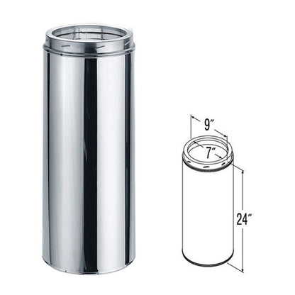 7" x 24" DuraTech Stainless Steel Chimney Pipe - 7DT-24SS