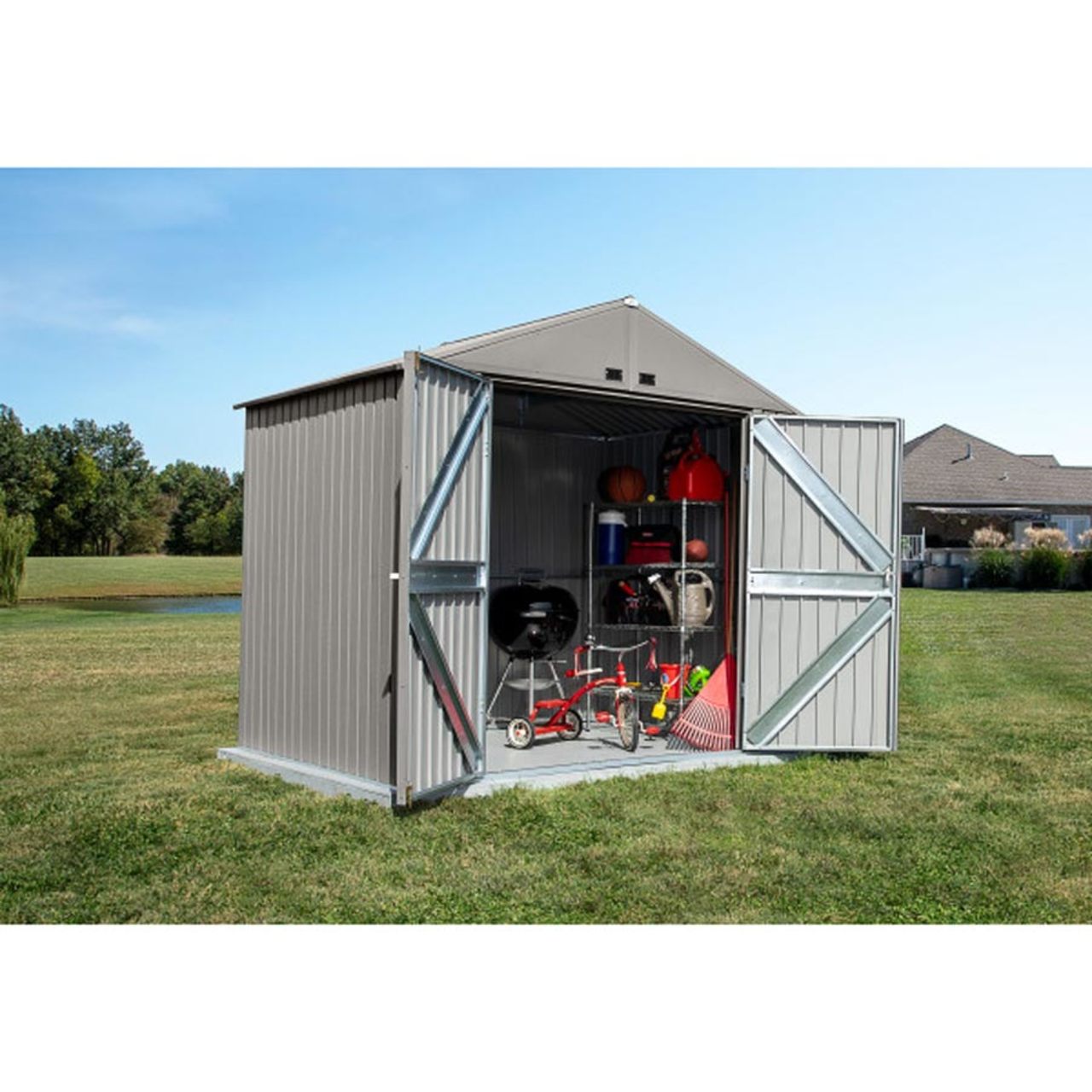 Arrow Elite Steel Storage Shed 8' x 6' - Cool Gray