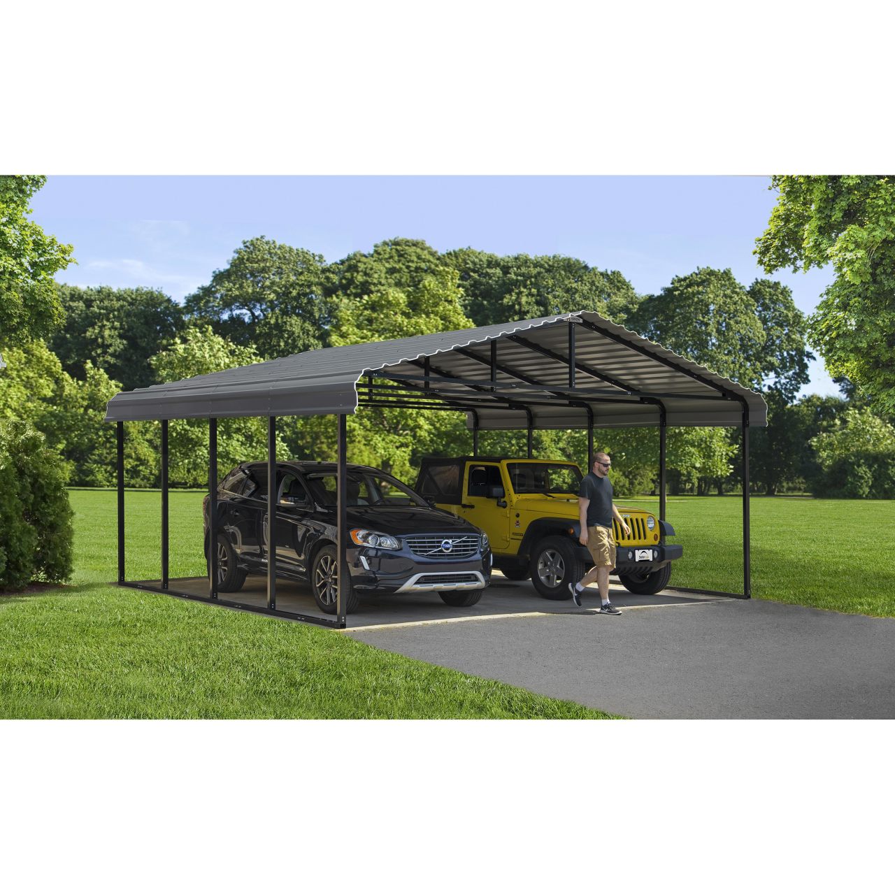 Arrow 20' x 20' x 9' Carport - Charcoal