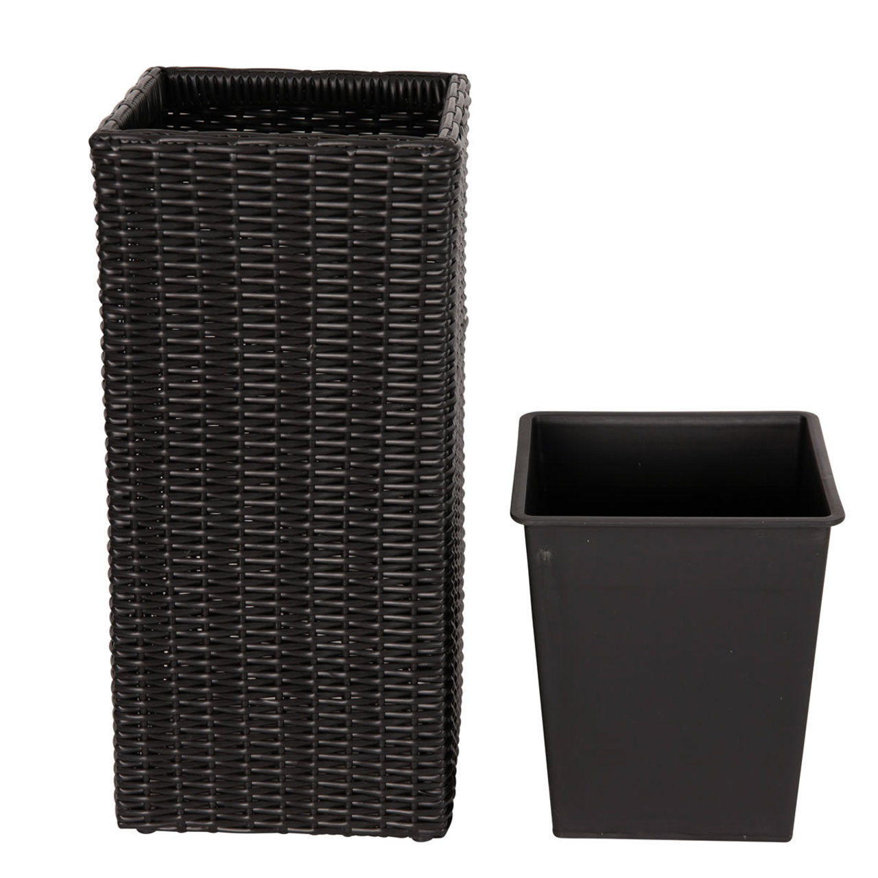 Fire Sense Sierra Square Wicker Planter 2-Piece Set Brown/Black - 66617-66618