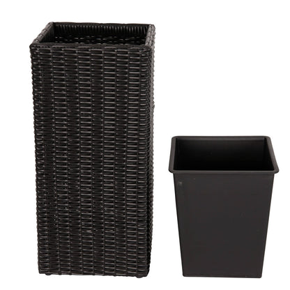 Fire Sense Sierra Square Wicker Planter 2-Piece Set Brown/Black - 66617-66618