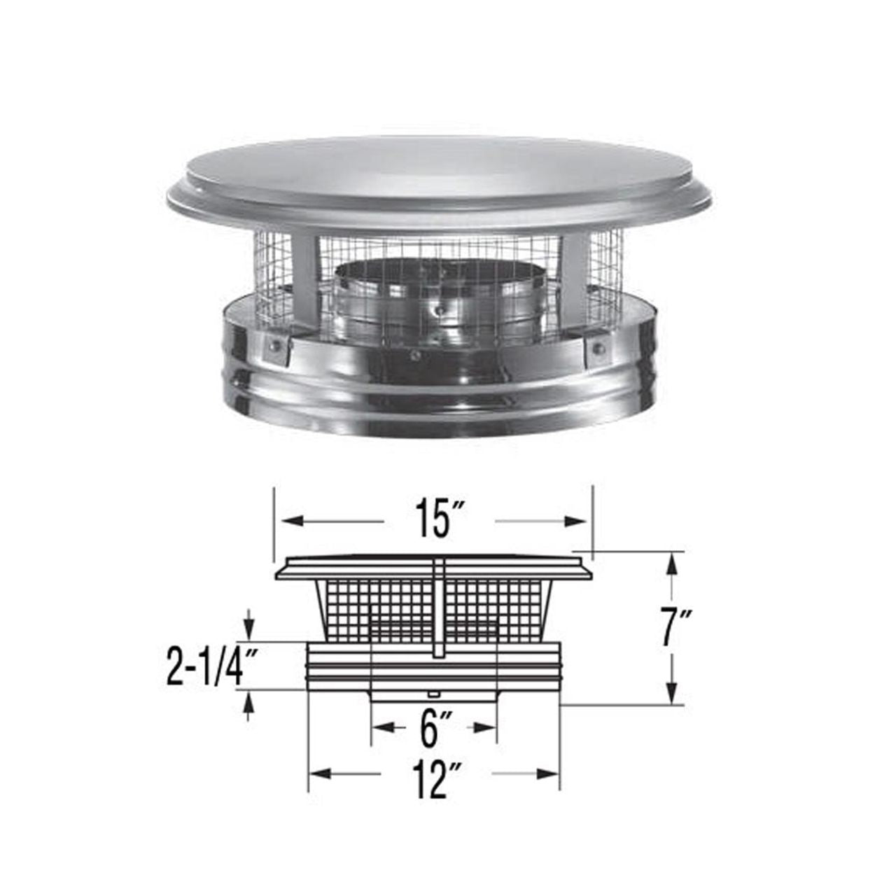 6" DuraPlus Round Chimney Cap - 6DP-VC