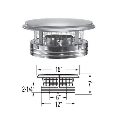 6" DuraPlus Round Chimney Cap - 6DP-VC