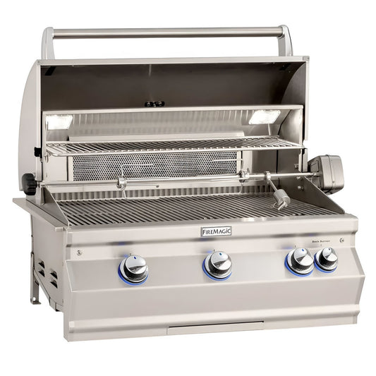 FireMagic A540i Aurora 30" Built-In Grill with Analog Thermometer and Rotisserie Backburner, NG-LP - A540I8EA