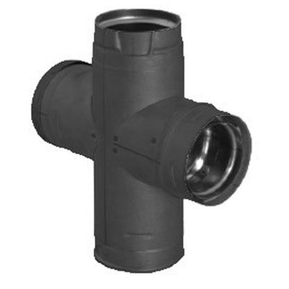 3" PelletVent Pro Double Tee with Clean-Out Tee Cap - Black - 3PVP-DBTB1
