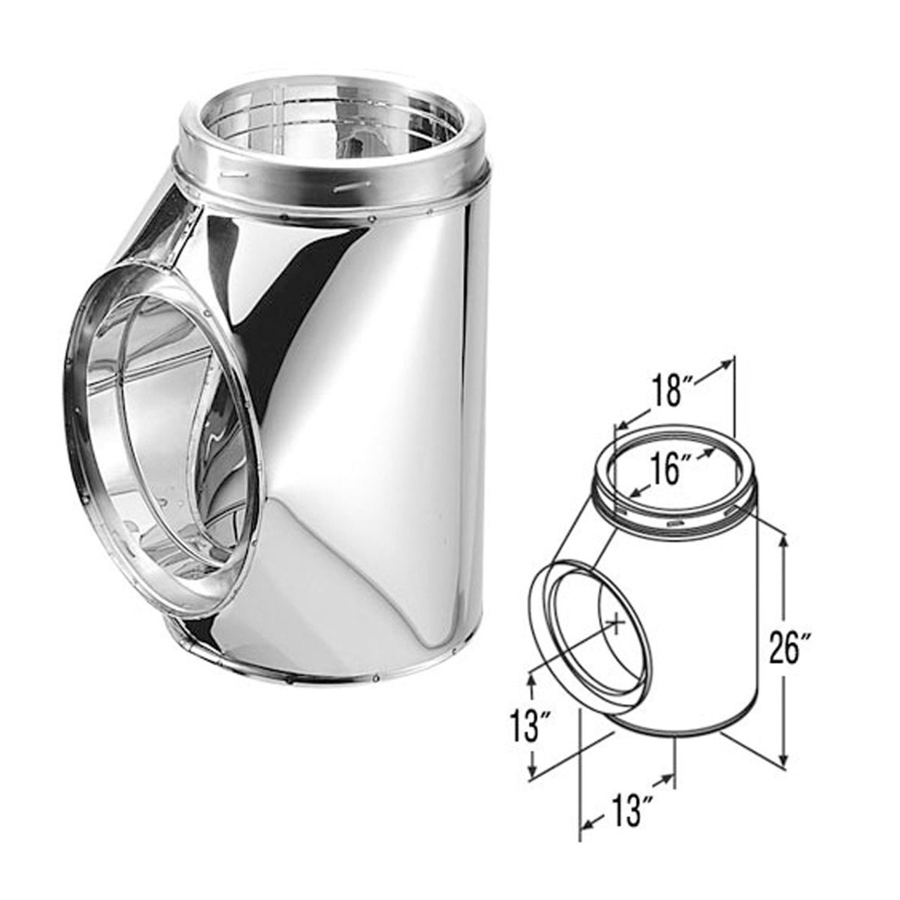 16'' DuraTech Stainless Steel Tee with C