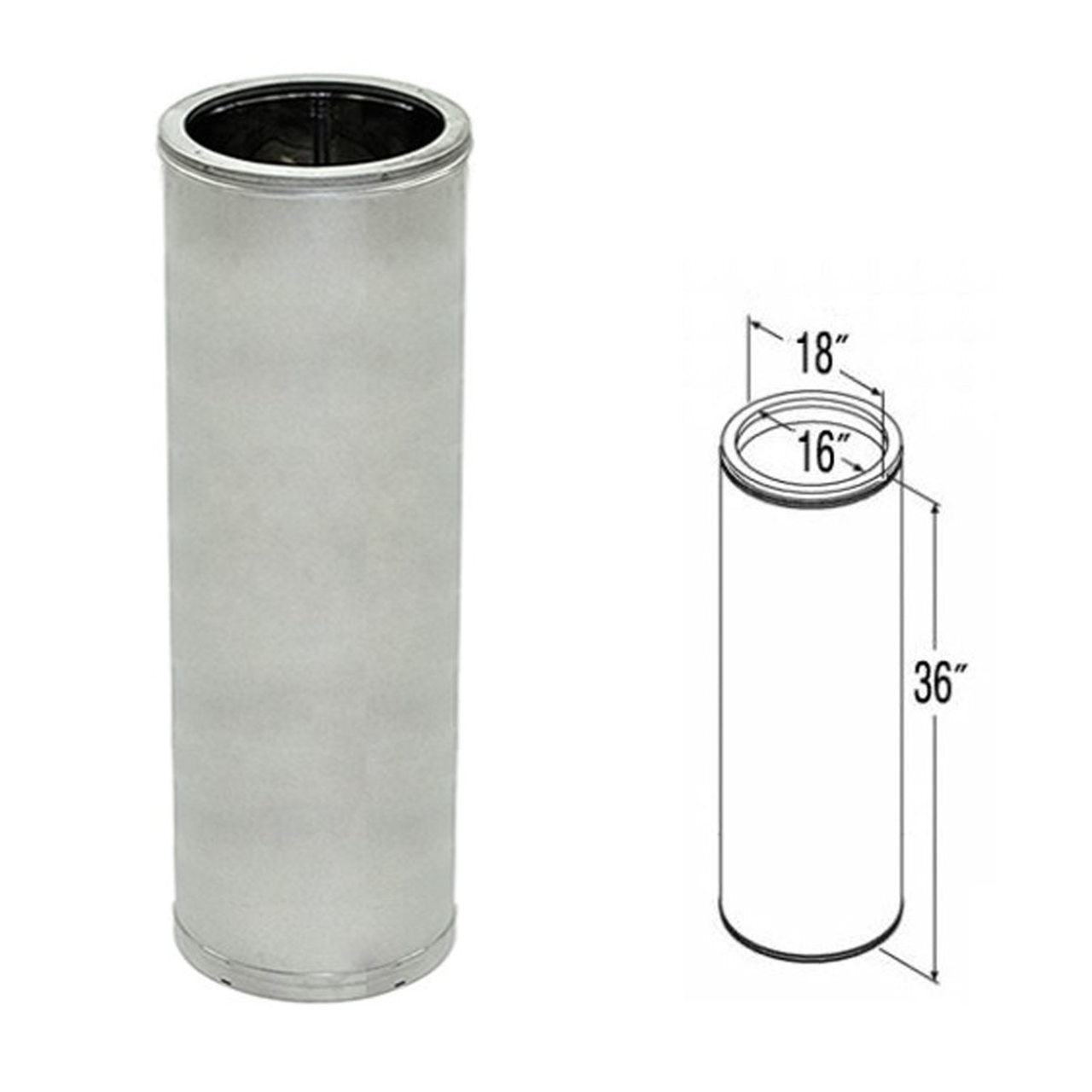 16" x 36" DuraTech Galvanized Chimney Pipe - 16DT-36