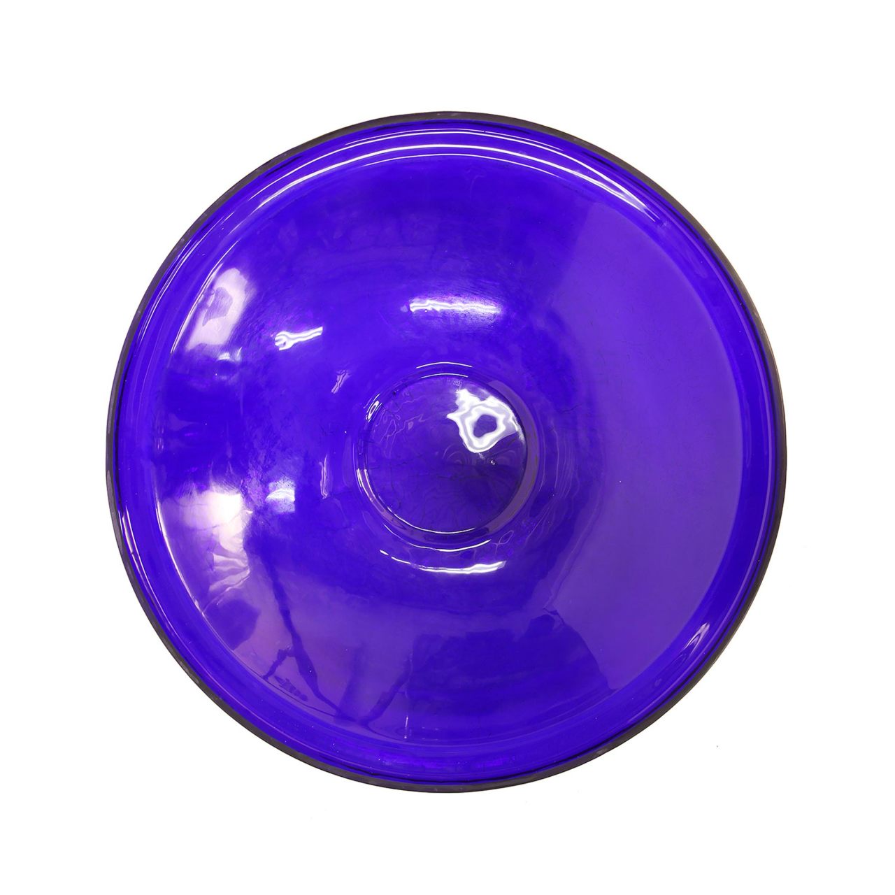 14-in. Cobalt Blue Crackle Glass Bowl Birdbath