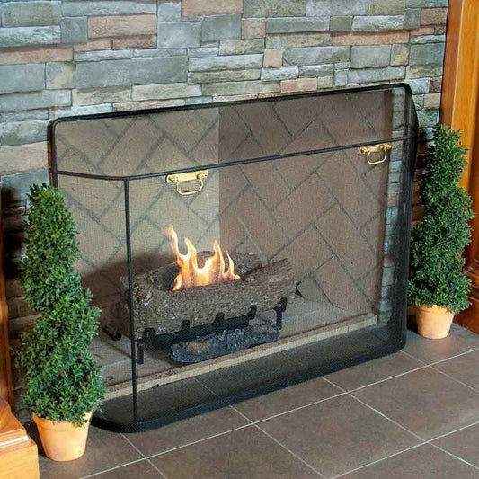 Pilgrim Matte Black Traditional Spark Guard - 44'' W x 30'' H