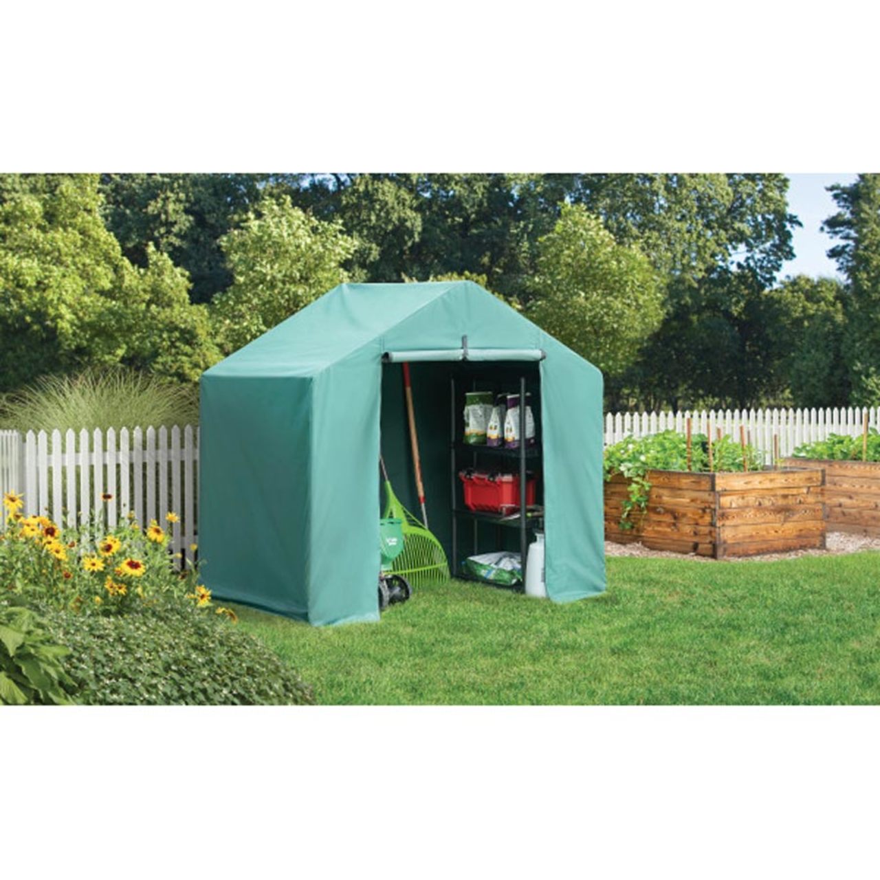 6' x 4' x 6' Green Garden Shed