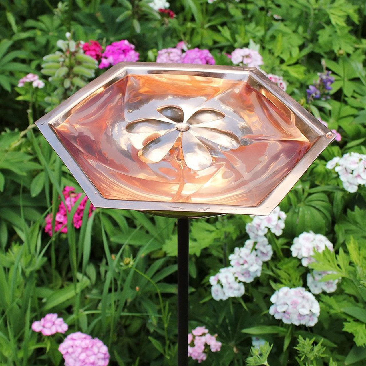 11.5" Copper Bee Fountain & Birdbath with Stake