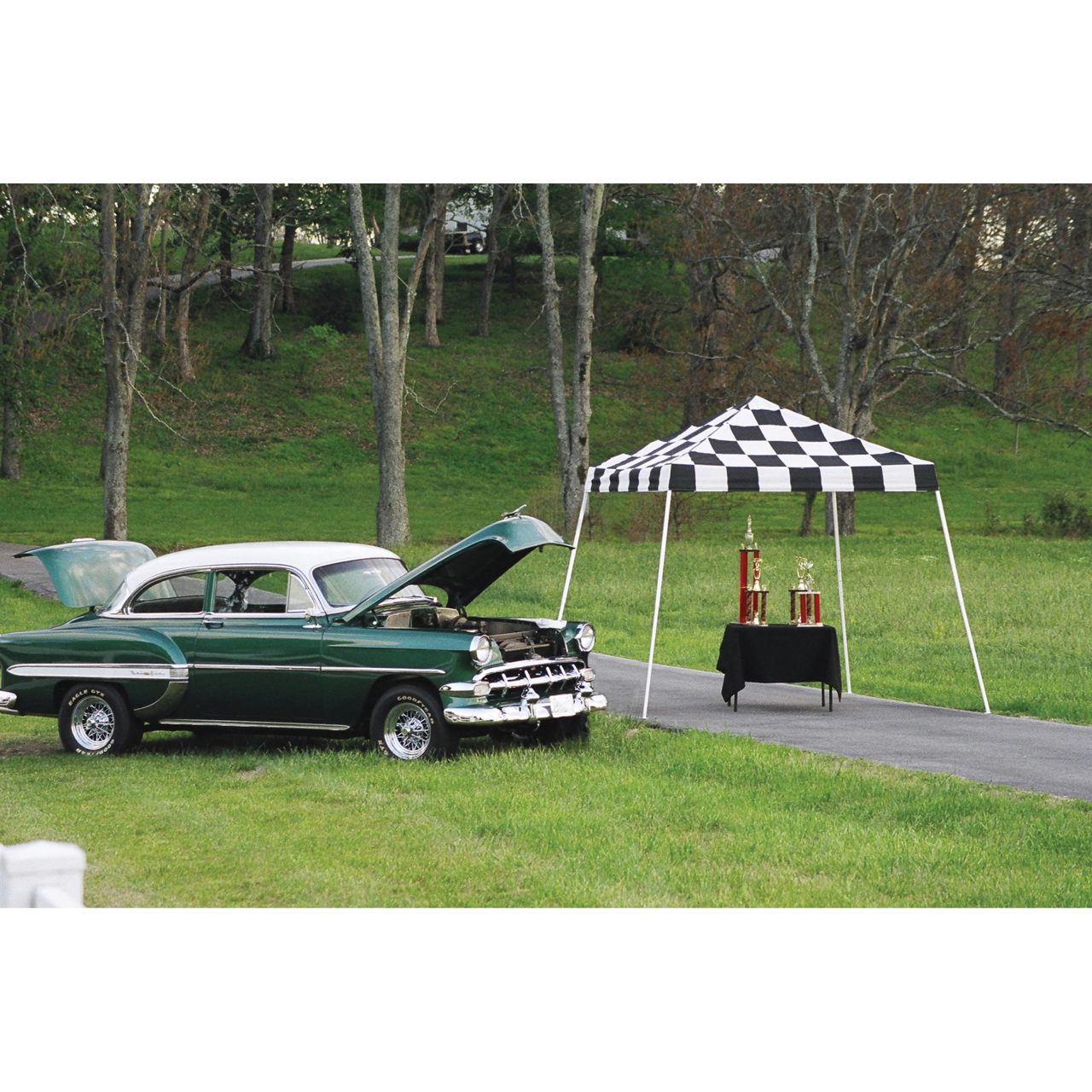 Pop-Up HD 10' x 10' Slant Leg Canopy -  Checkered Flag