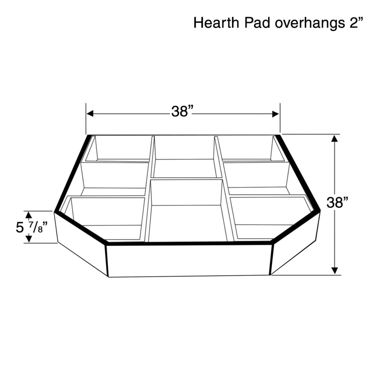 WoodEze Black Knight Double Cut 40" x 40" Hearth Pad Riser