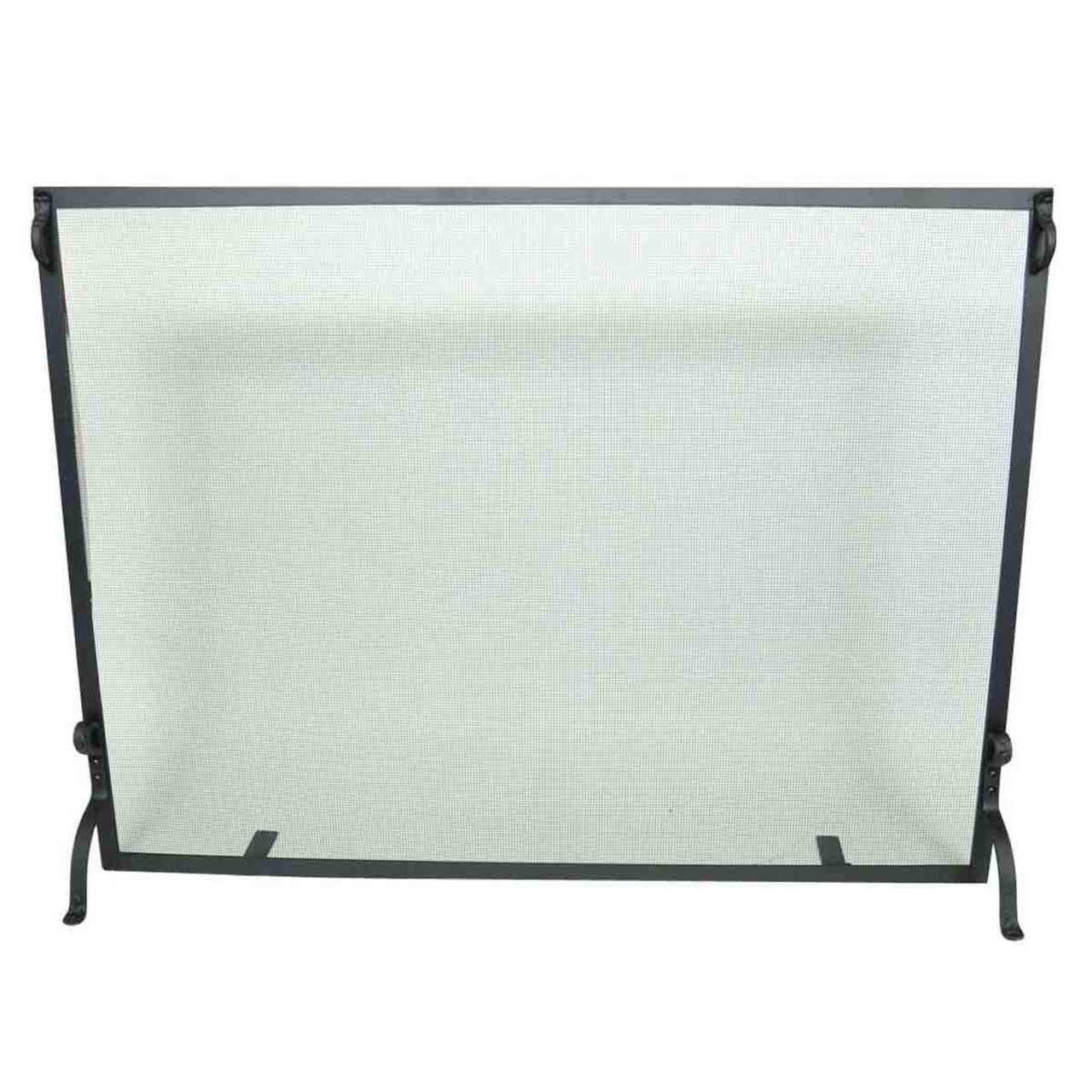 Pilgrim Forged Iron Fireplace Screen - Matte Black 44" x 33"