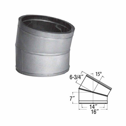 14 DuraTech 15 Degree Galvanized Elbow - 14DT-E15