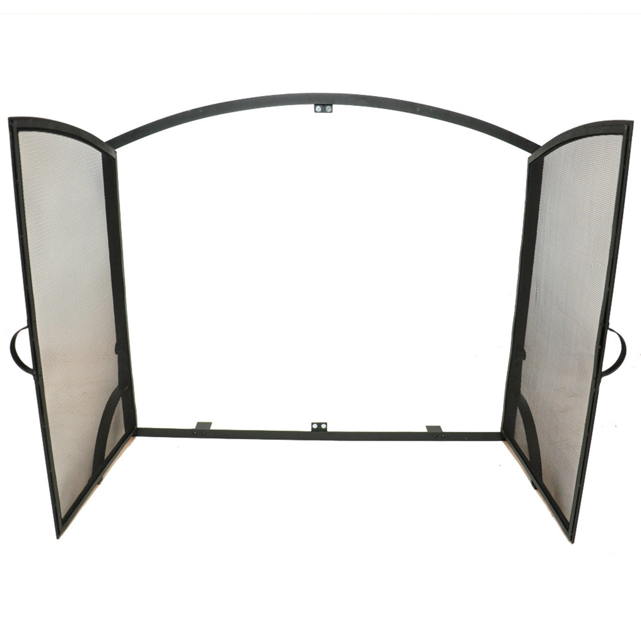 Medium Single Panel Black Wrought Iron Fireplace Screen with Doors