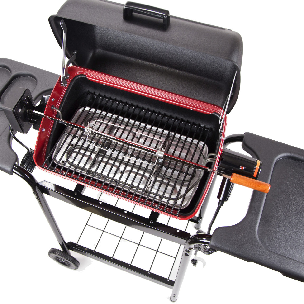 Americana 3-Zone Cart Electric Grill with Polymer Side Tables & Rotisserie - 9359U8.181