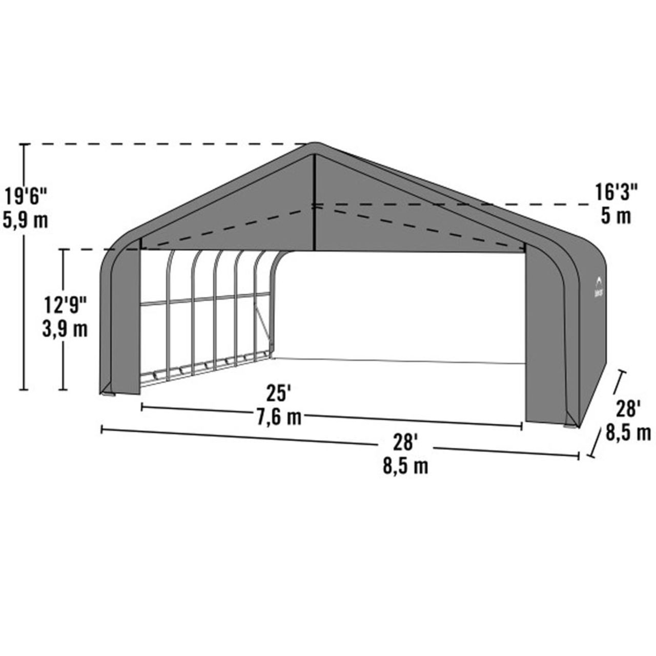 ShelterCoat 28' x 28' Garage With Peak Roof - Green