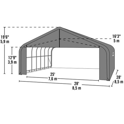 ShelterCoat 28' x 28' Garage With Peak Roof - Green