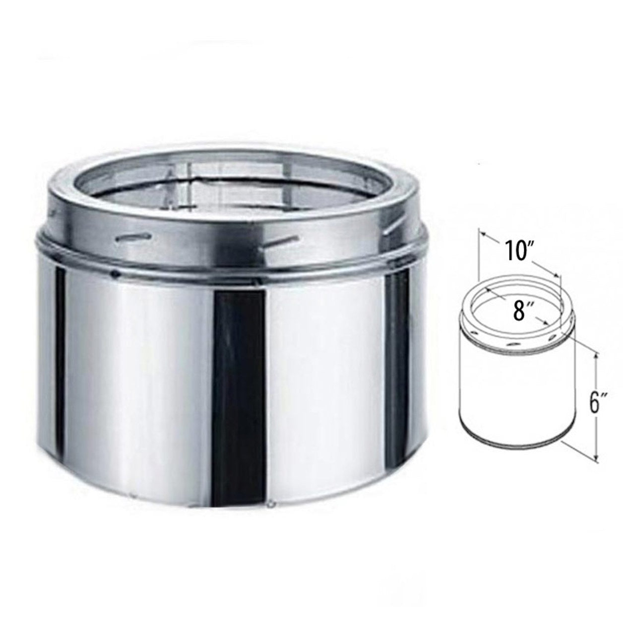 8'' x 6'' DuraTech Stainless Steel Chimney Pipe - 8DT-06SS