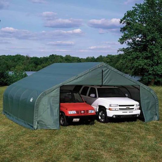 ShelterLogic 22' x 20' x 12' Hunter Green Double Wide Garage - 82044
