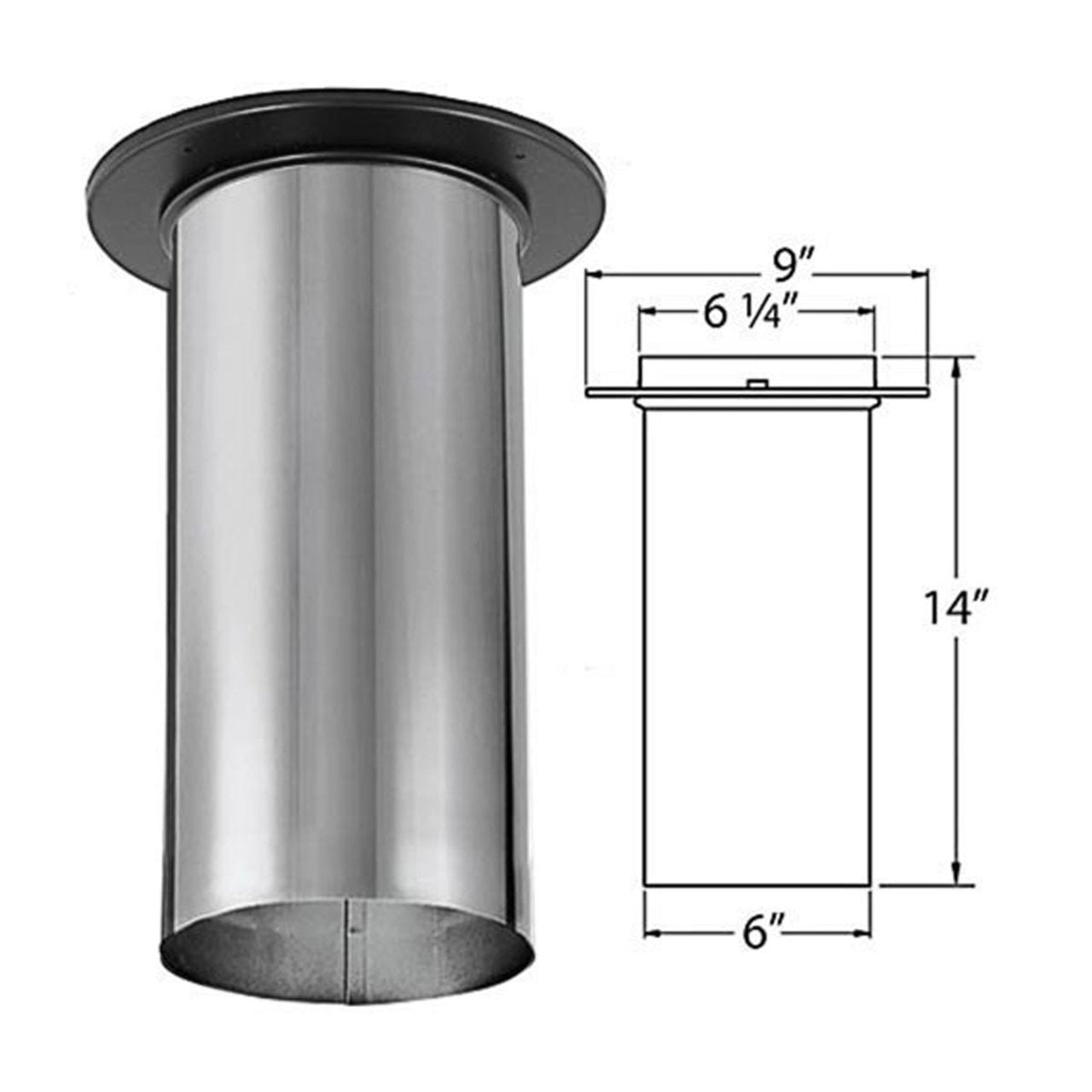 6" DuraBlack Stainless Steel Slip Connector - 6DBK-SCSS