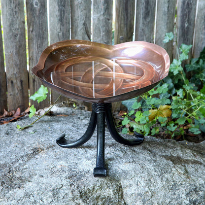 10.5" Dara Knot Copper Birdbath with Tripod Stand