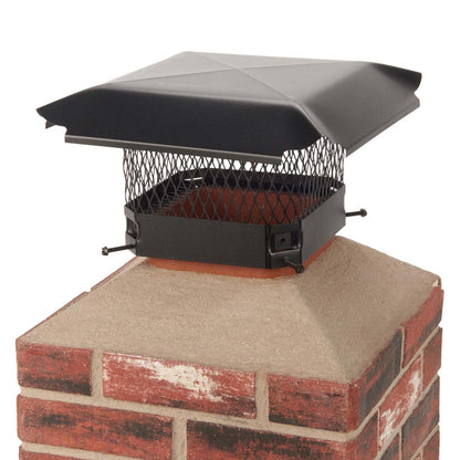 9" x 9" Black Galvanized Single Flue Chimney Cap - 5/8" Mesh