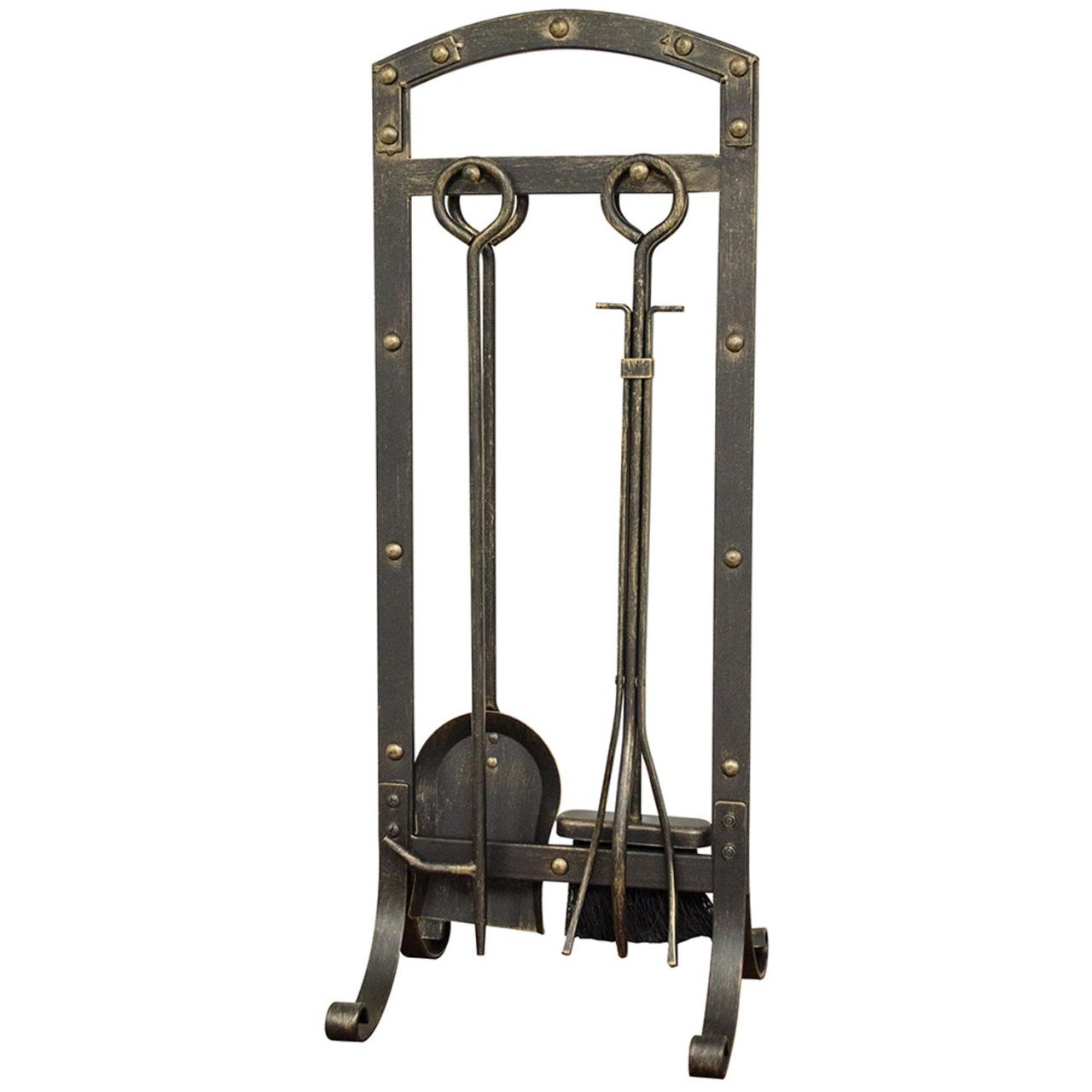 5-Piece Aged Bronze Fireset with Ring Handles