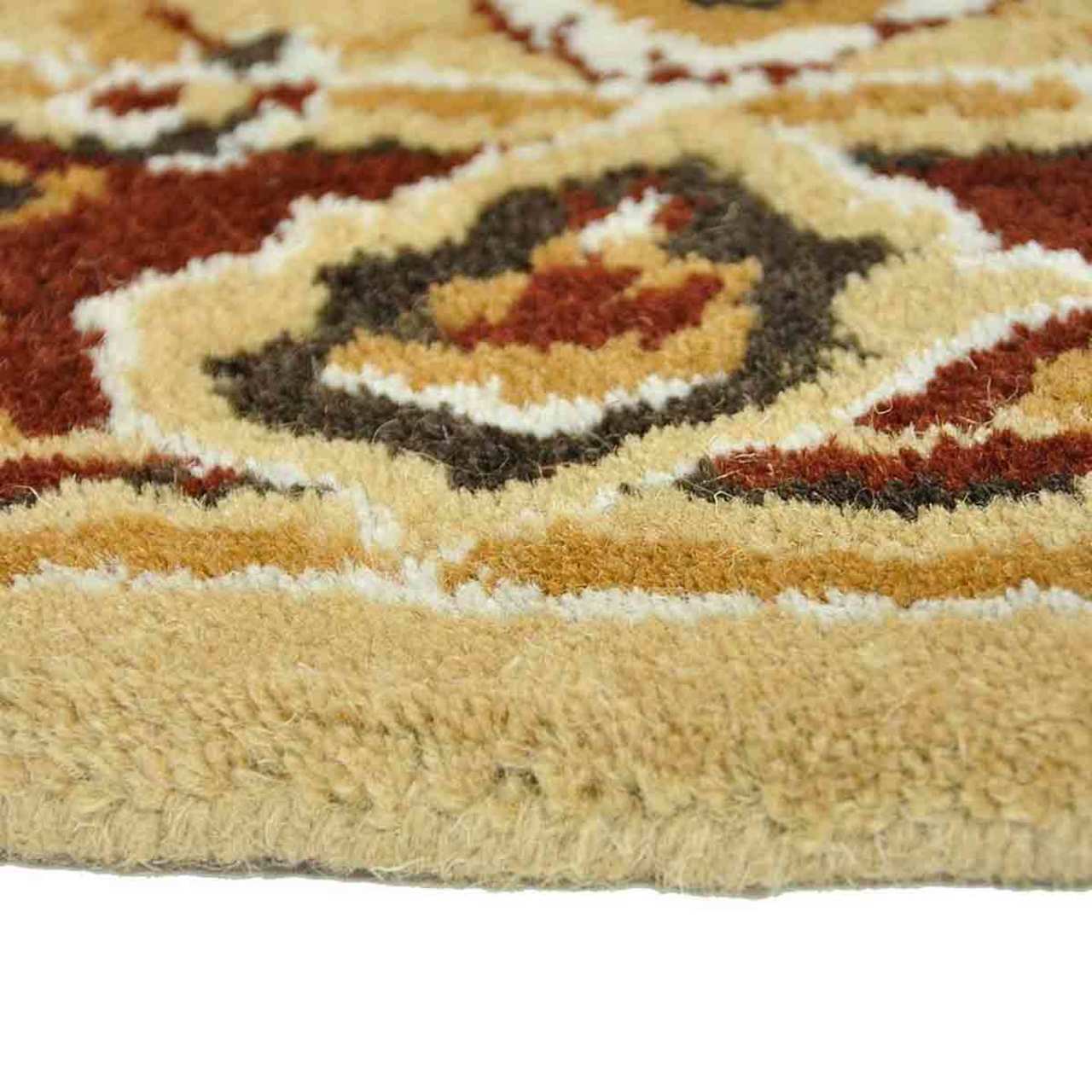 56" Half Round Beige Oriental Fireplace Rug
