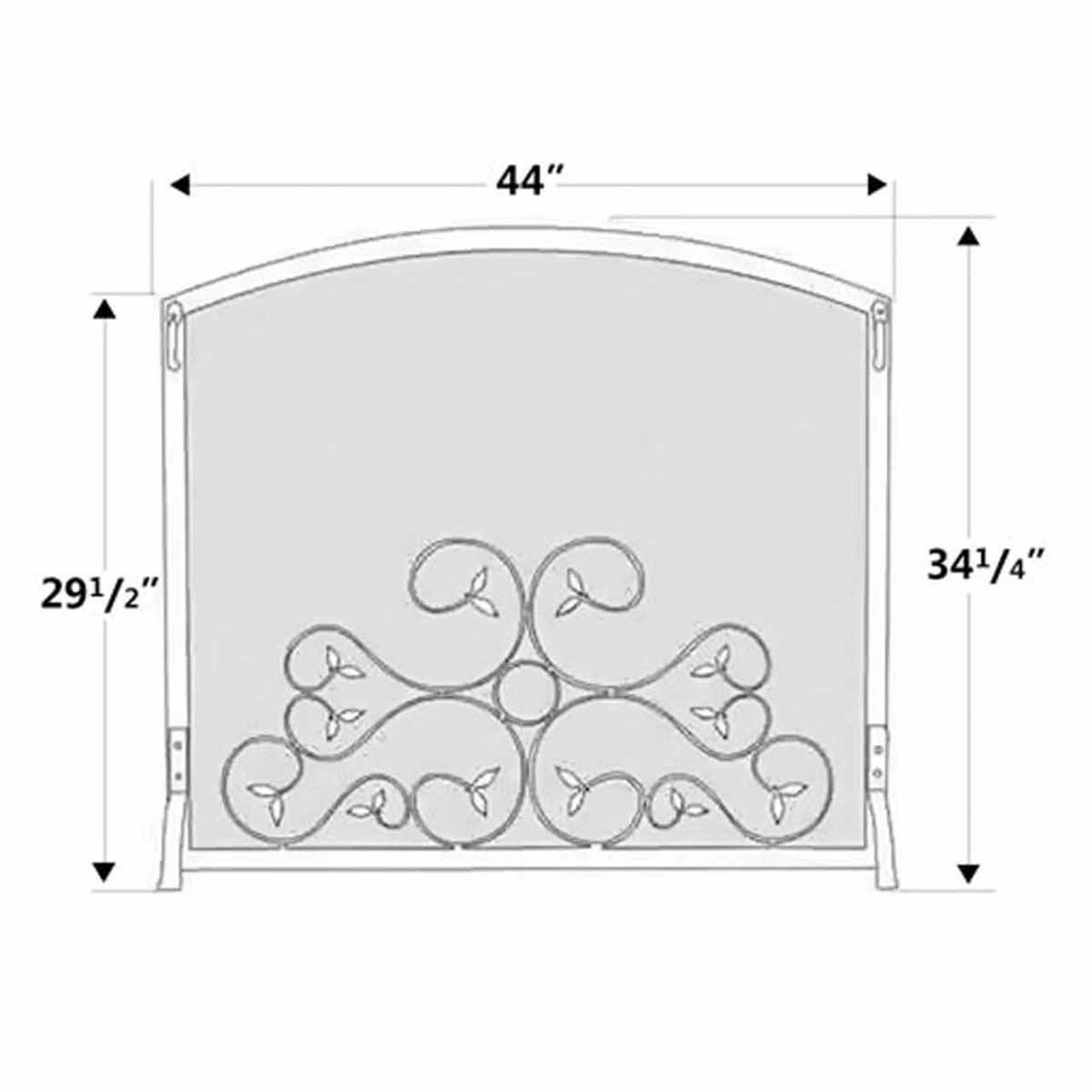 Pilgrim Applique Scroll Fireplace Screen - Matte Black 44" x 34.25"