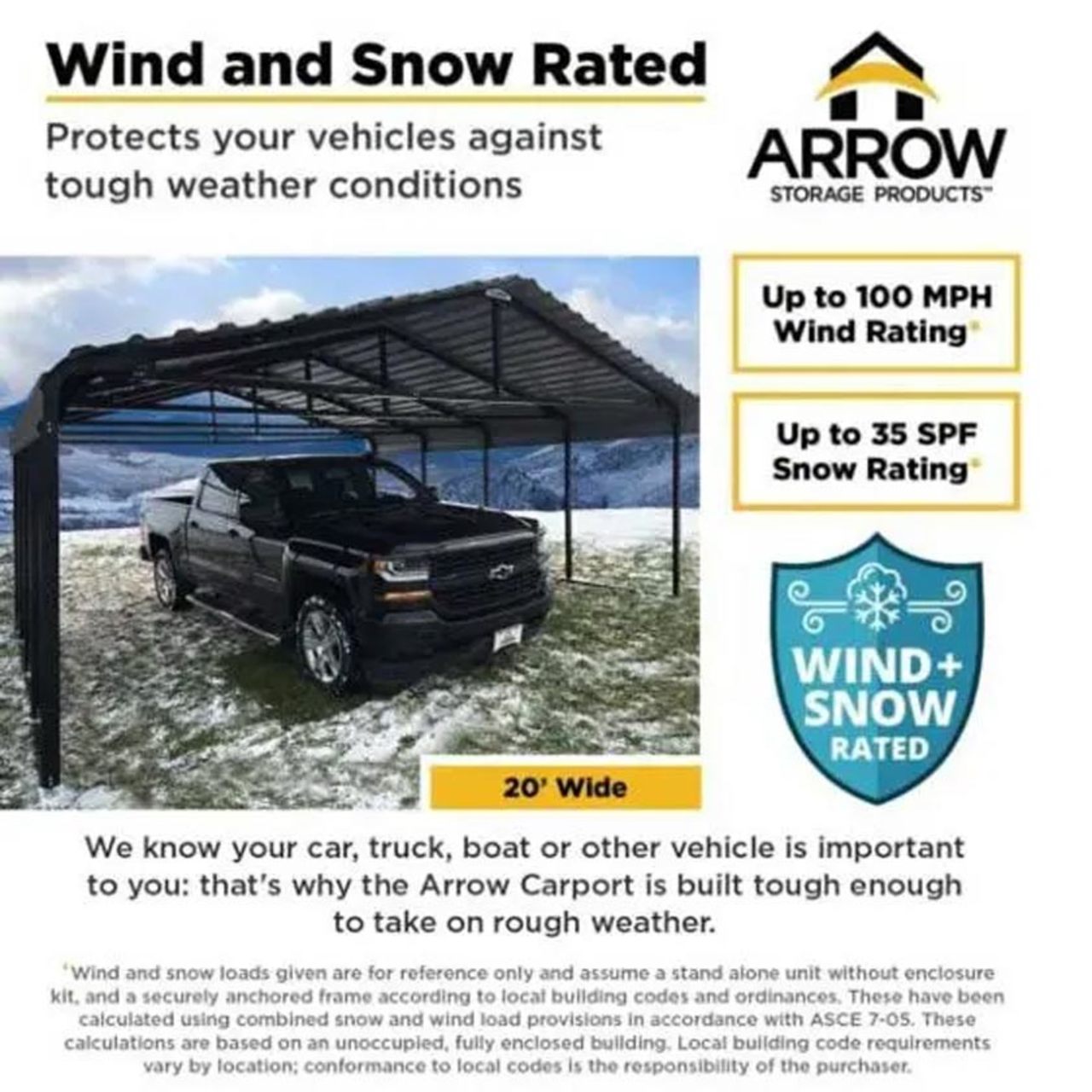 Arrow Carport 20 x 29 x 7 Ft. - Charcoal