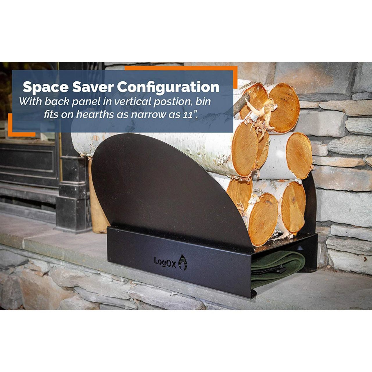 LogOx Black Hearth Bin Firewood Rack