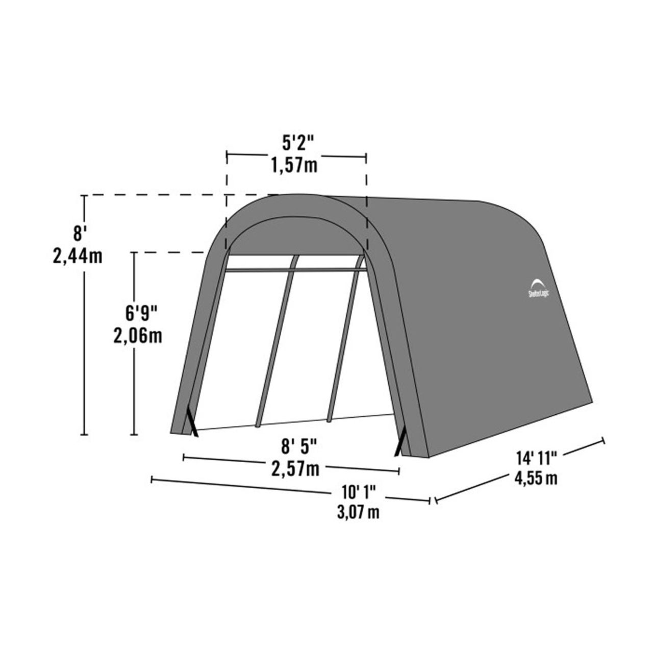 AutoShelter 10' x 15' Tan Roundtop Garage