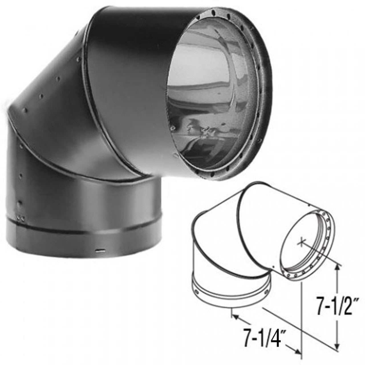 8" DVL 90 Degree Double-Wall Black Elbow - 8DVL-E90