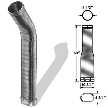 8'' x 60'' DuraLiner Oval-to-Round Flex Chimney Relining Pipe - 8DLR-60ORF