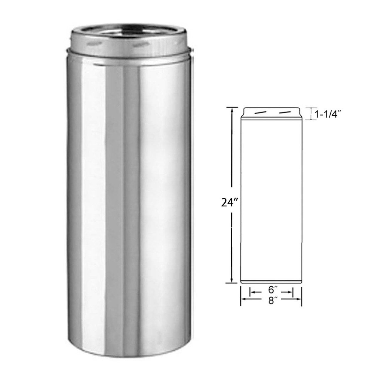 6" x 24" Selkirk Ultra Temp Stainless Chimney Pipe - 206024U