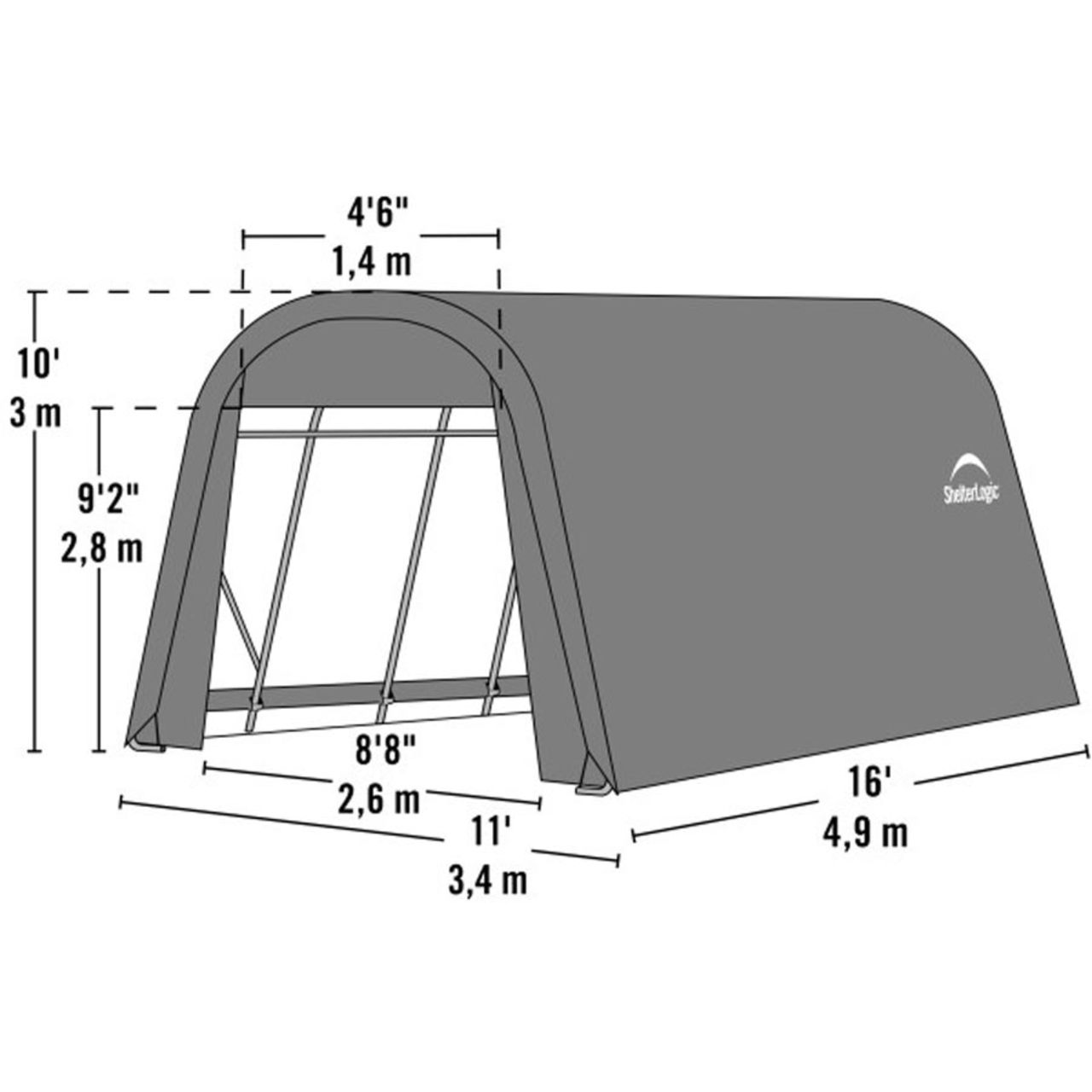 ShelterCoat 11' x 16' Wind & Snow Rated Garage  - Gray