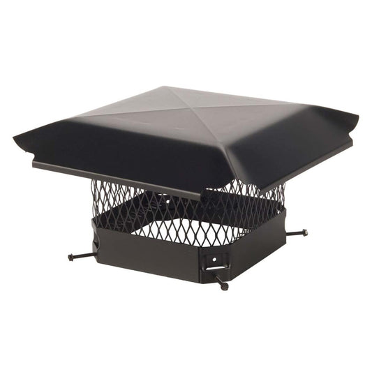 9" x 9" Black Galvanized Single Flue Chimney Cap - 5/8" Mesh