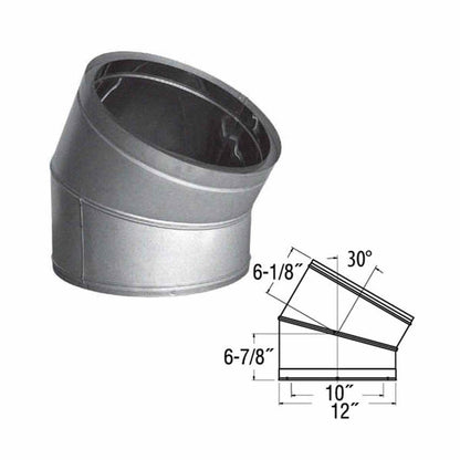 10" DuraTech 30 Degree Galvanized Elbow - 10DT-E30