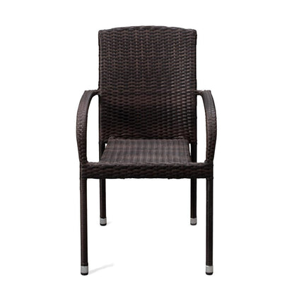 Set of 4 Outdoor Wicker Chairs - Mocha
