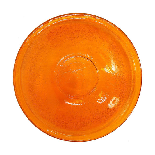 14-in. Mandarin Orange Crackle Glass Bowl Birdbath