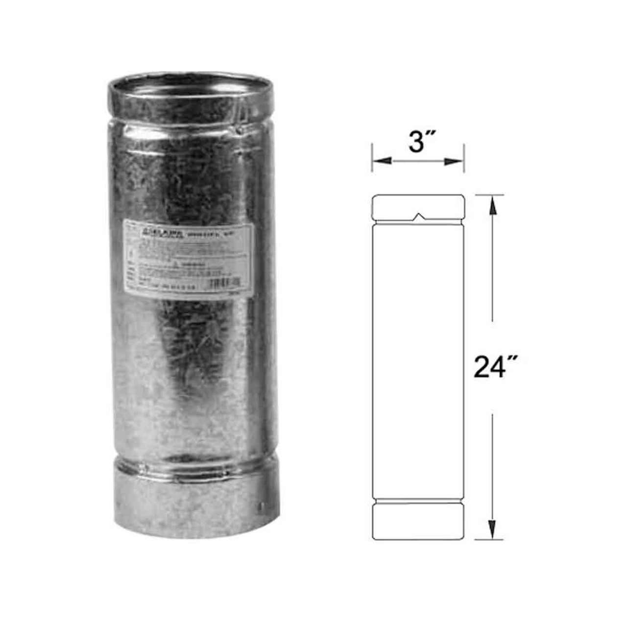 3" x 24" Selkirk VP Pellet Vent Pipe - 3VP-24