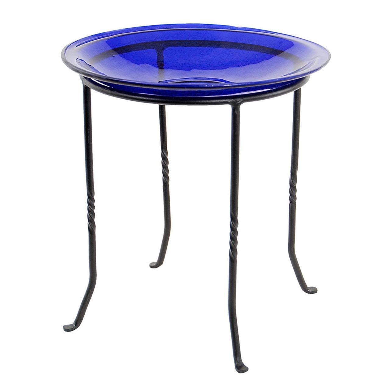 14-in. Cobalt Blue Crackle Glass Bowl Birdbath