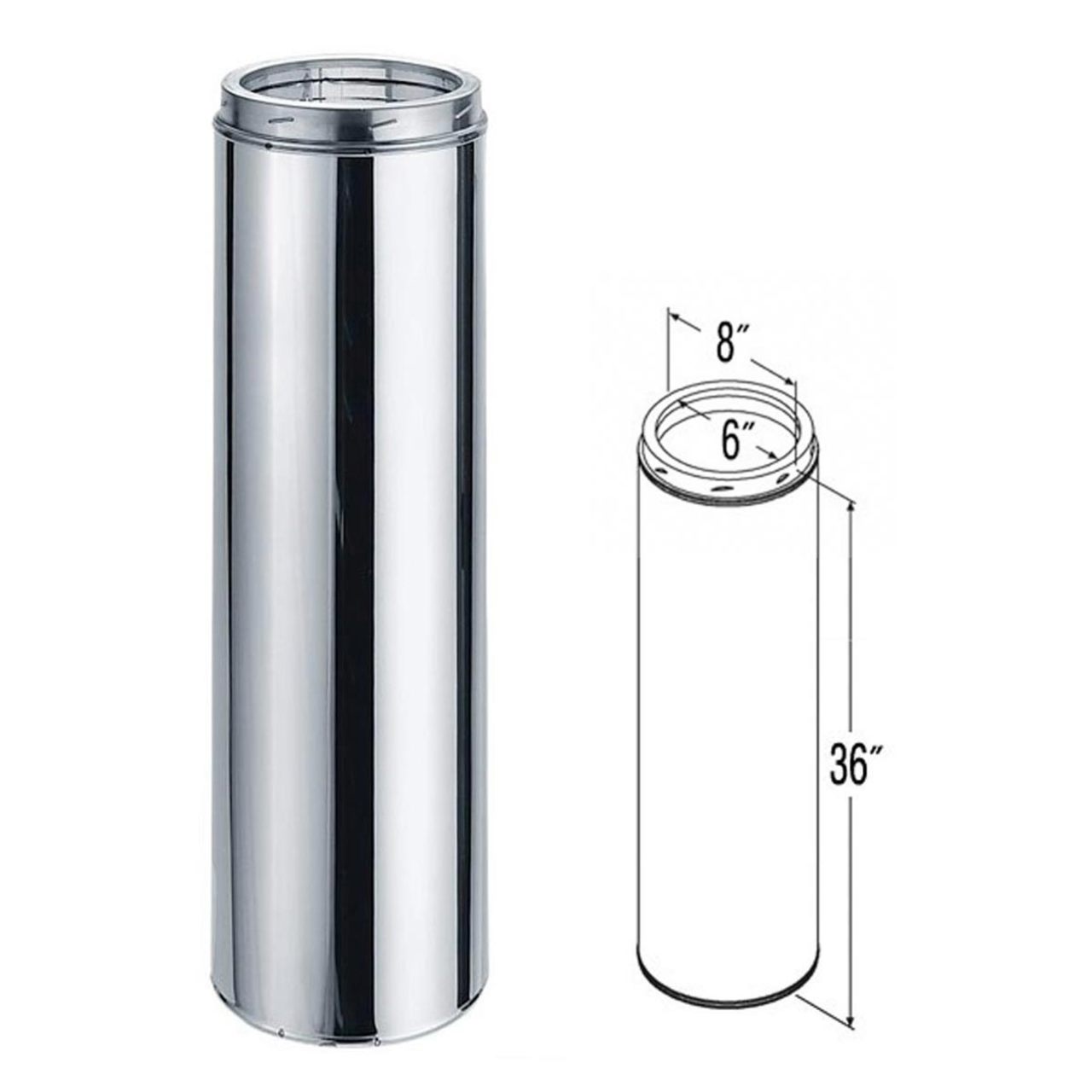 6" x 36" DuraTech Stainless Steel Chimney Pipe - 6DT-36SS